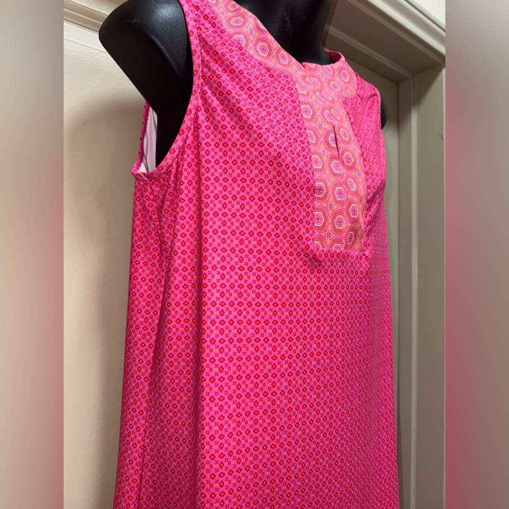 Cabana Life Pink V-neck Sleeveless Tunic Retro Geo Dress M - Picture 8 of 14